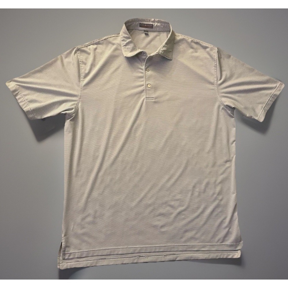 Peter Millar Summer Comfort Short Sleeve Golf Polo Shirt White Striped XL JBH